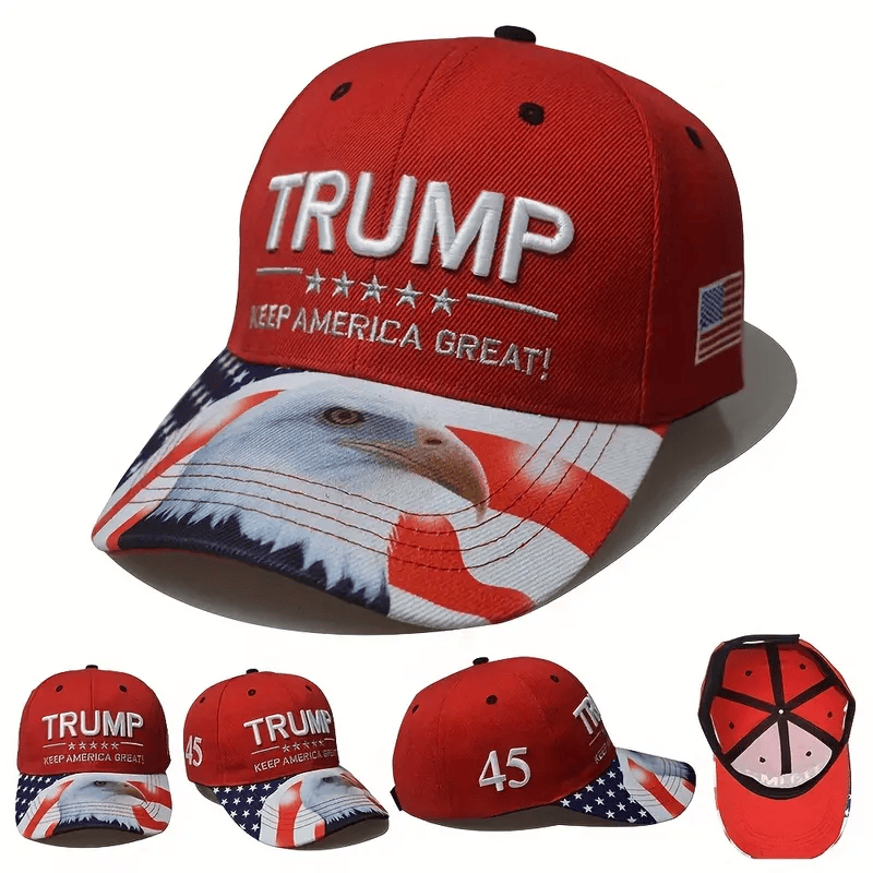Red Trump MAGA Make America Great Again Keep America Great Again Save America Great Baseball Cap Printed Embroidery Peaked Cap, Ideal Choice For Gifts