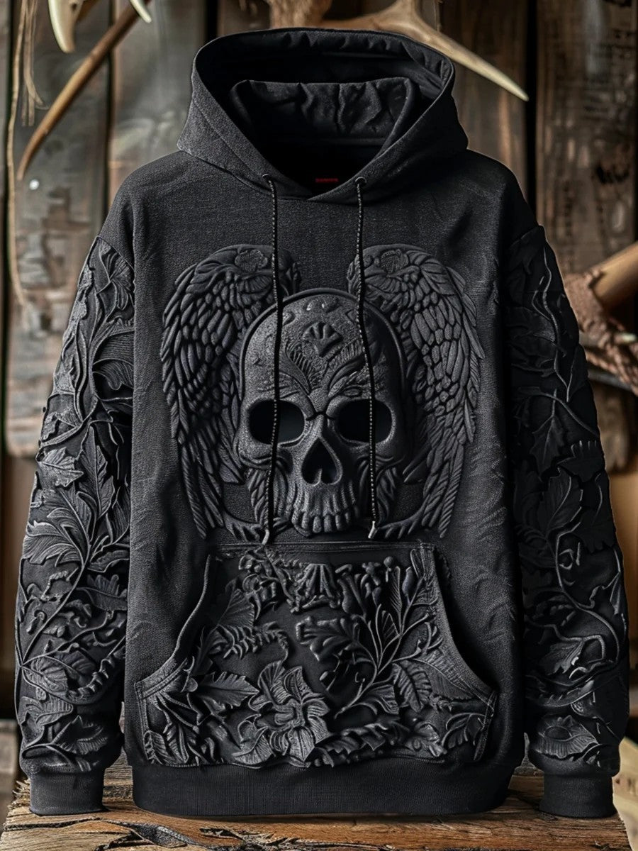 Skull Dark Death Wings Flower Hoodie 3D Print Cool Hooded Sweatshirt For Men Women