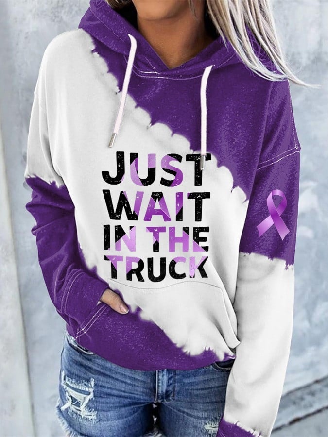 Just Wait in The Truck Purple Ribbon Sweatshirt Domestic Violence Awareness Month Gifts