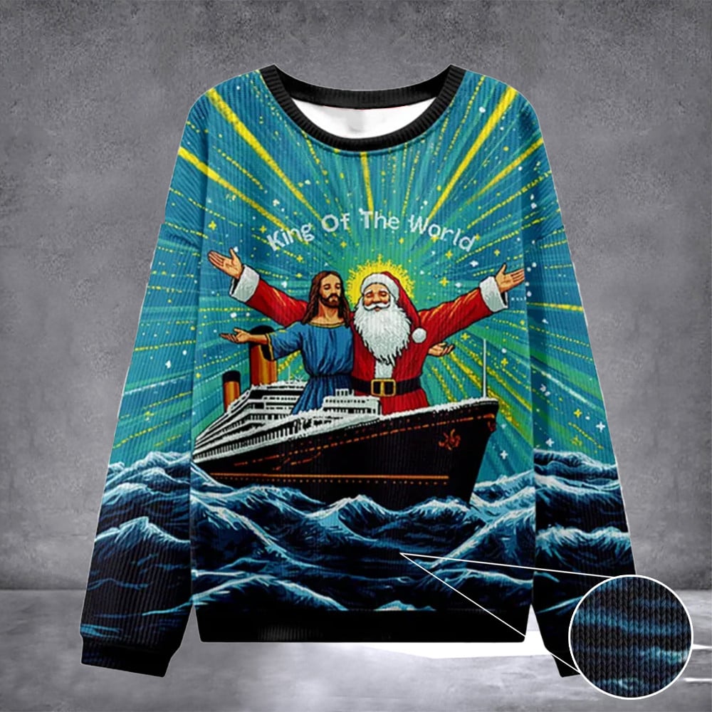 King Of The World Christian Ugly Christmas Sweatshirt Religious Christmas Presents