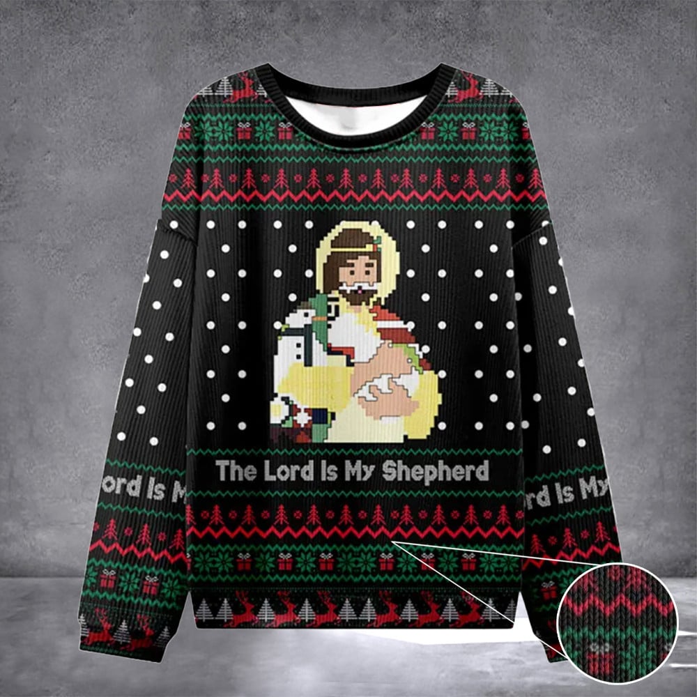 The Lord Is My Shepherd Ugly Sweater Design Christmas Christian Sweatshirt