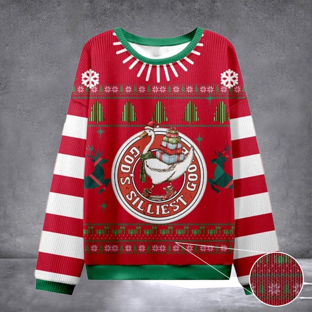 God's Silliest Goose Christian Ugly Christmas Sweatshirt Christmas Gifts For My Wife