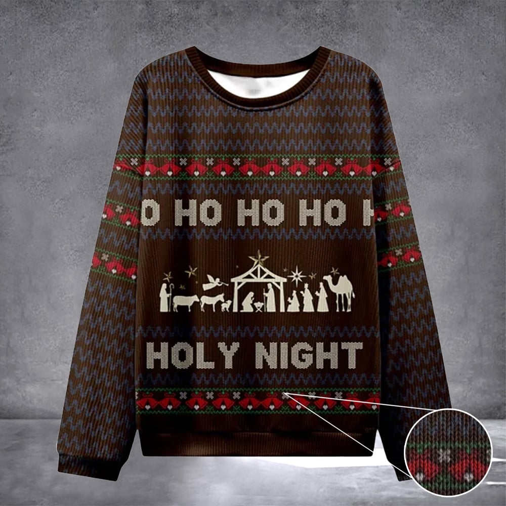 Holy Night Ugly Sweater Design Christmas Christian Sweatshirt Christian Christmas Gift Ideas