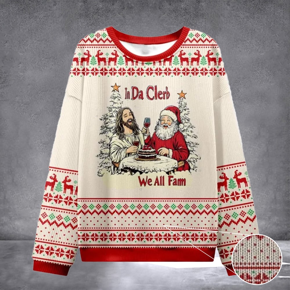 In Da Clerb We All Fam Christian Ugly Christmas Sweatshirt Christian Birthday Presents