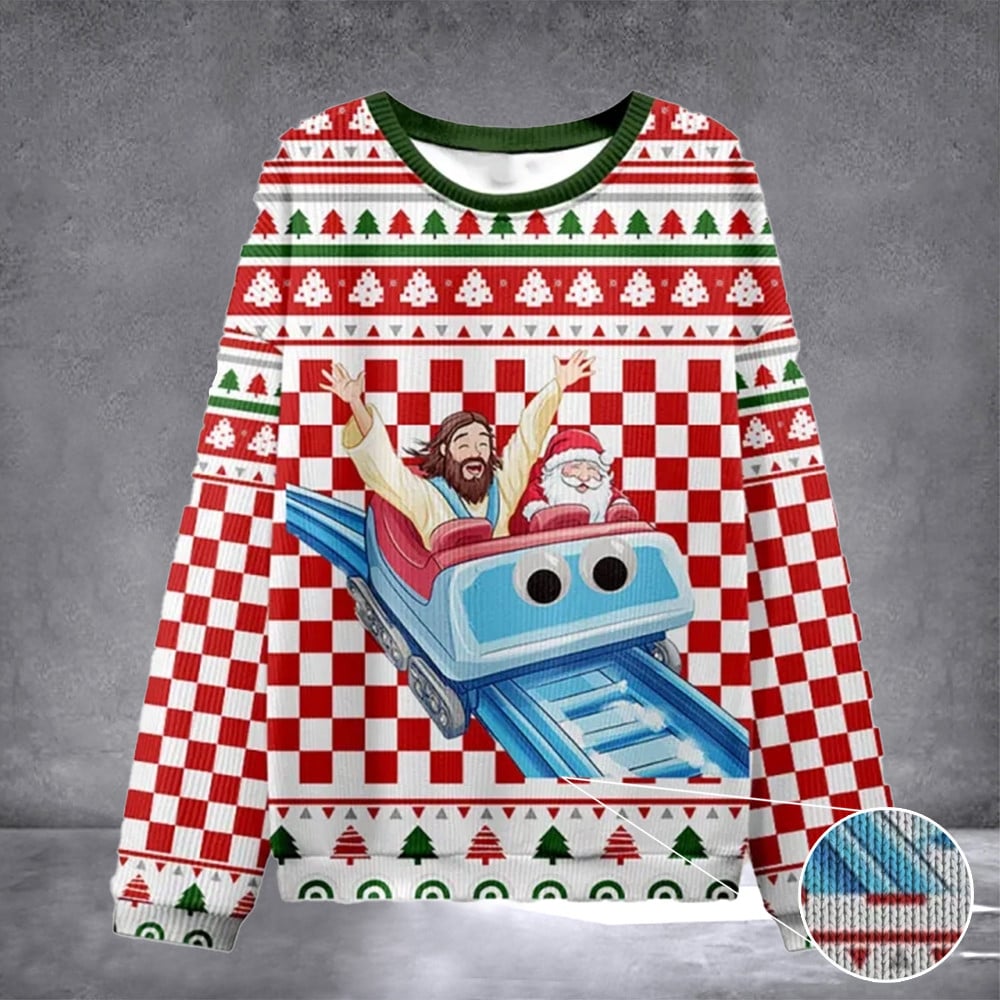 Jesus And Santa Christian Ugly Christmas Sweatshirt Best Christian Gifts Christians