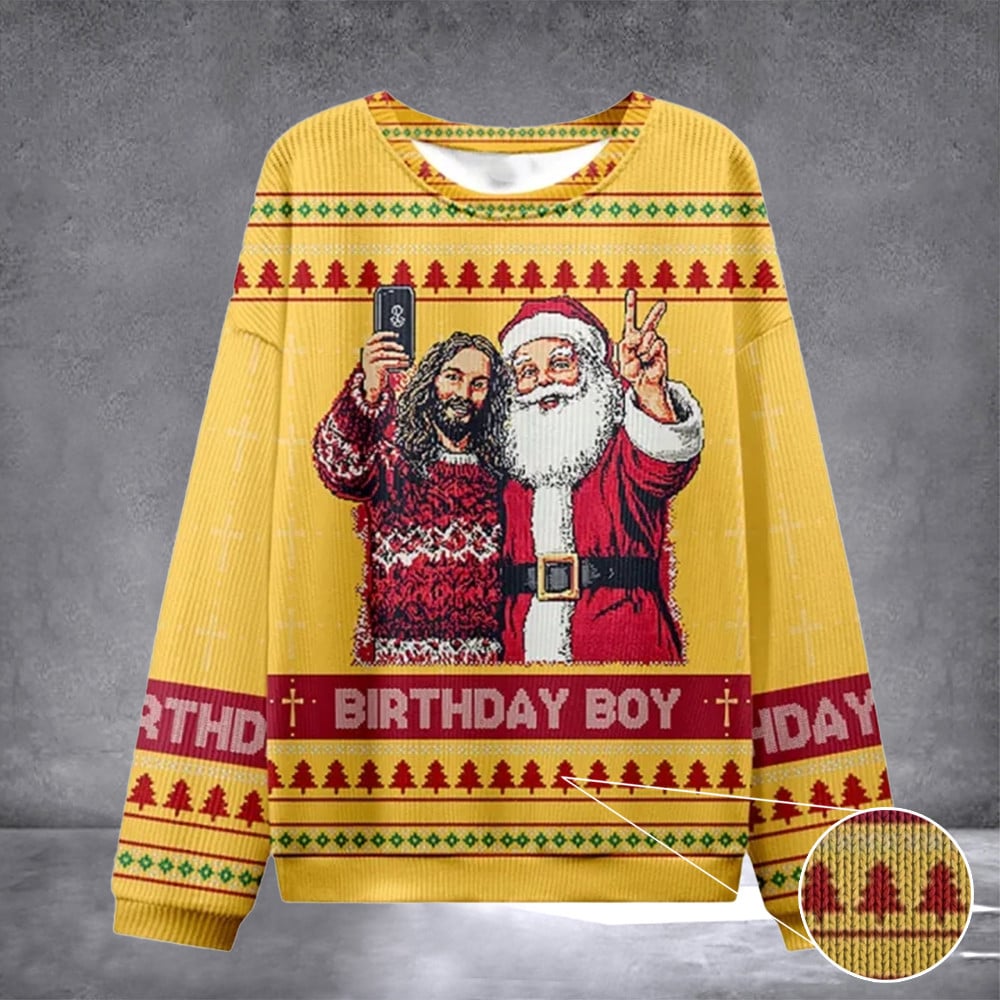 Jesus And Santa Ugly Sweater Design Christmas Christian Sweatshirt Christian Birthday Presents