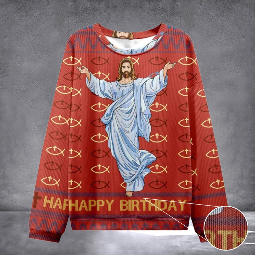 Jesus Fish Ugly Sweater Design Christmas Christian Sweatshirt Religious Christmas Presents