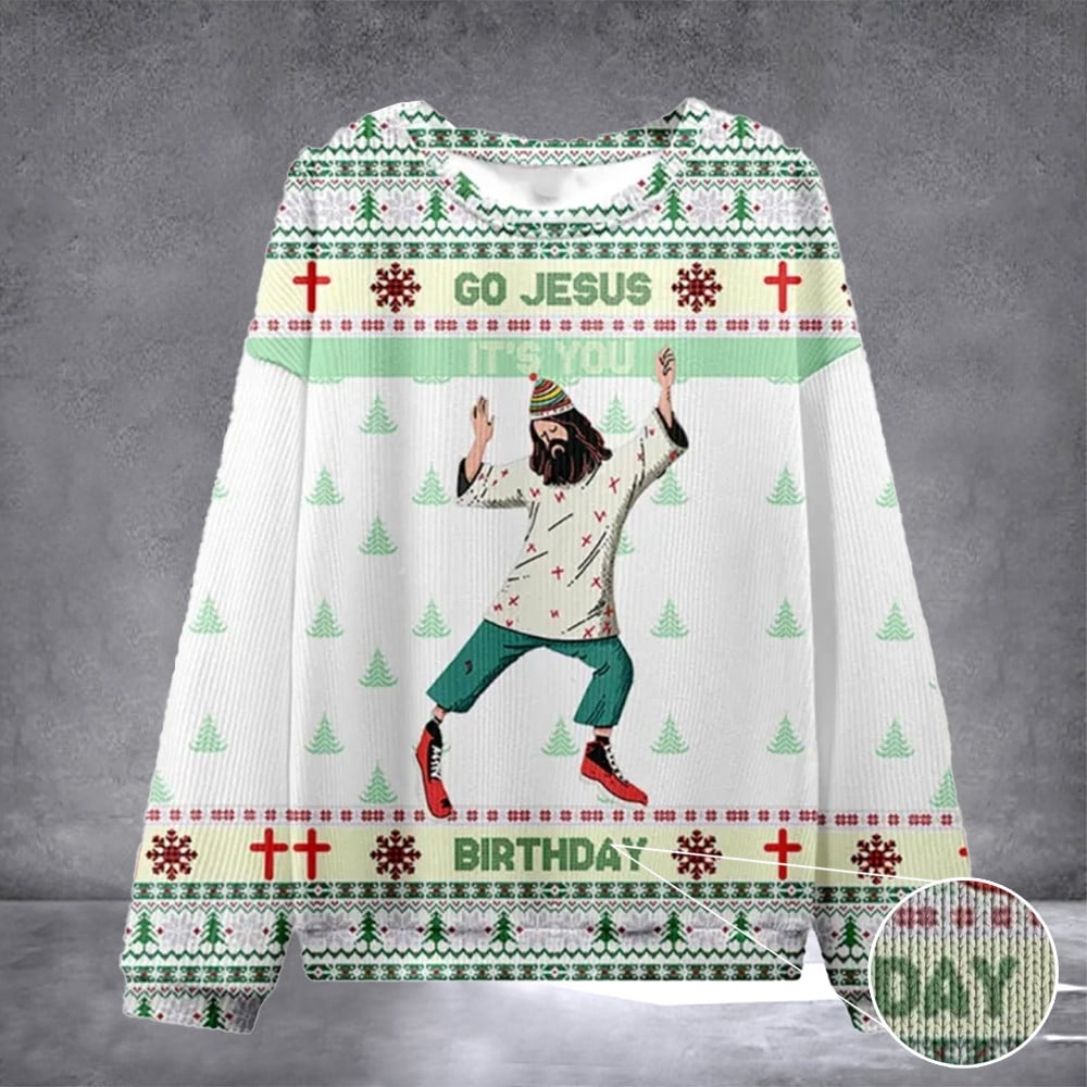 Go Jesus It's Your Birthday Ugly Sweater Design Christian Sweatshirt Jesus Gifts For Christmas
