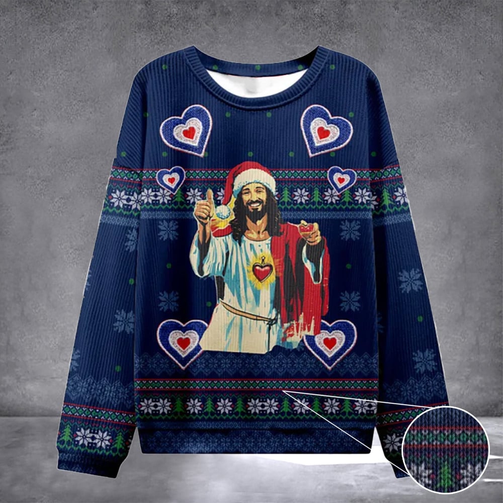 Jesus Loves You Heart Ugly Sweater Design Christmas Christian Sweatshirt