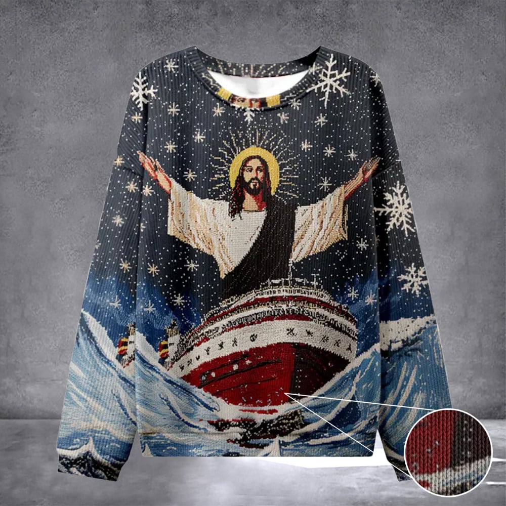 Jesus On A Cruise Ugly Sweater Design Christmas Christian Sweatshirt