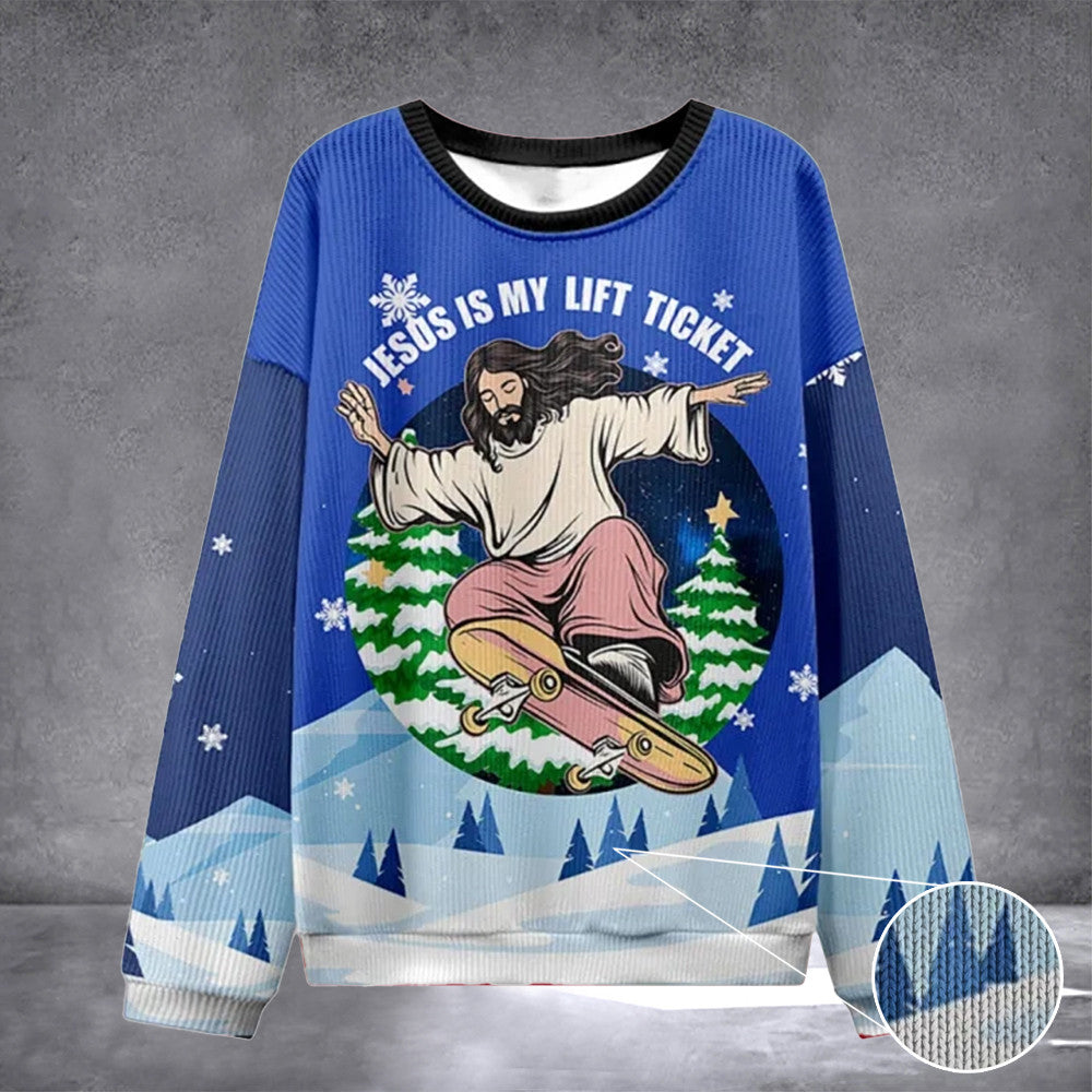 Jesus Is My Lift Ticket Christian Ugly Christmas Sweatshirt Jesus Christmas Gifts