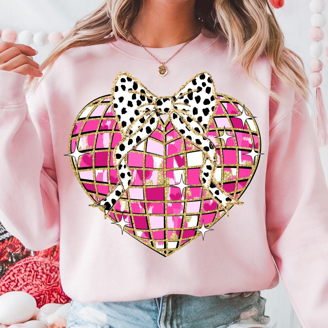 Disco XOXO Valentine Day Heart Brushstroke Sweatshirt Ideas For Wife