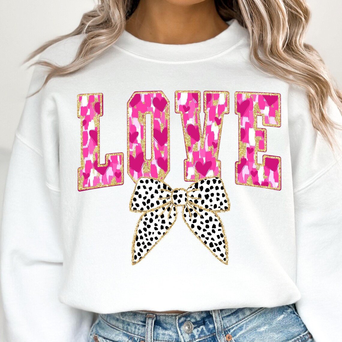 Pink Brushstroke Love Varsity Sweatshirt Holiday Presents For Girlfriend