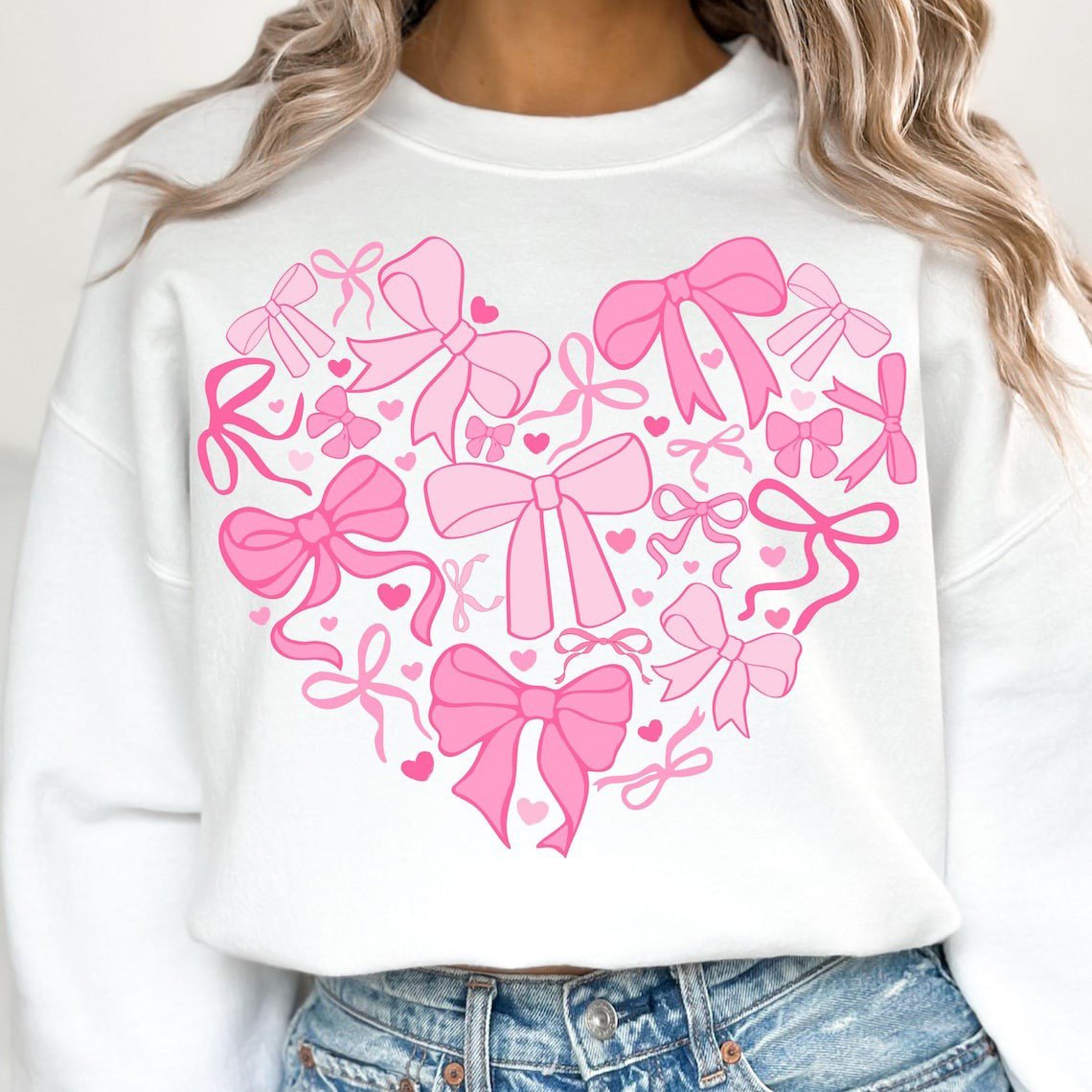 Pink Coquette Valentine In Heart Sweatshirt Best Presents For Girlfriend