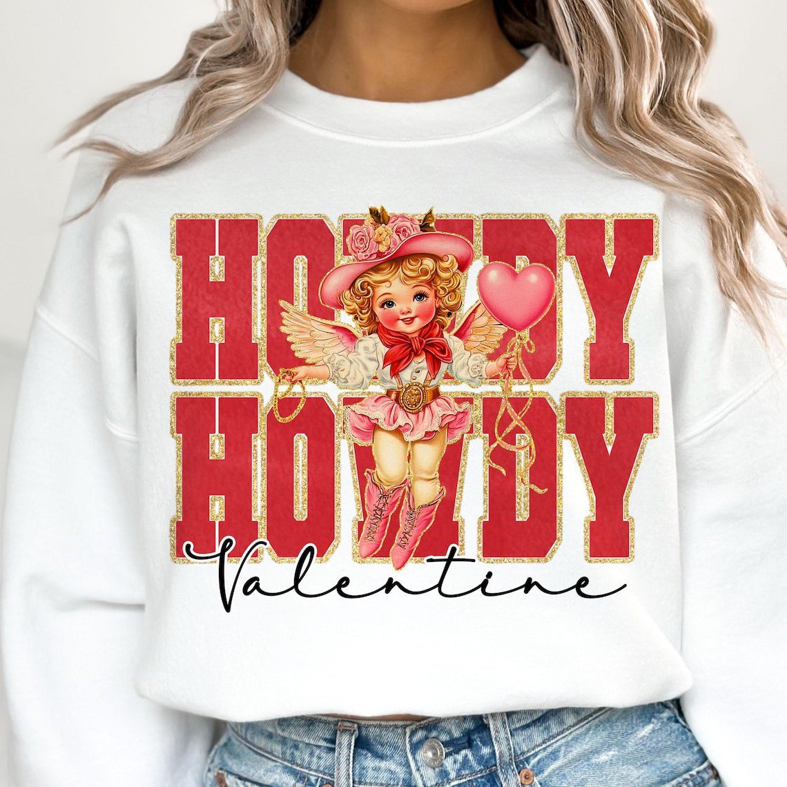 Retro Valentine Howdy Cupid Sweatshirt Holiday Gift Ideas 2024