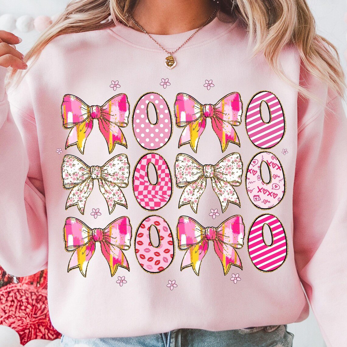 Stacked Coquette XOXO Sweatshirt Best Gift For Girlfriend Valentine Holiday