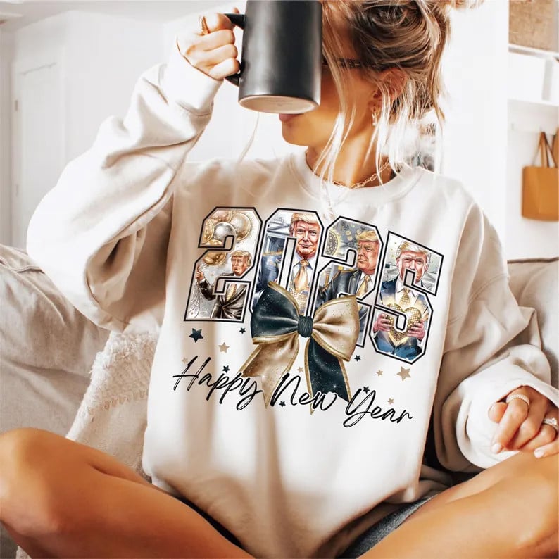 Trump Happy New Year 2025 Sweatshirt President Trump Won Merch Dark MAGA Clothing Gifts For Her