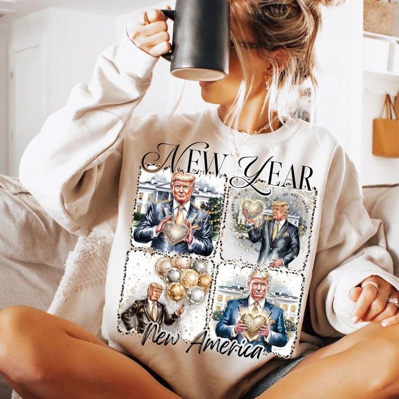 Trump New Year New America Sweatshirt President Trump 2025 Sweatshirt MAGA Gifts