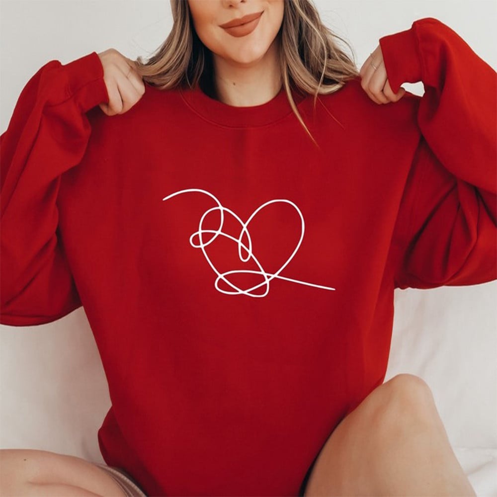 Heart Art Line Sweatshirts Love Yourself Heart Merch Woman Gift Idea