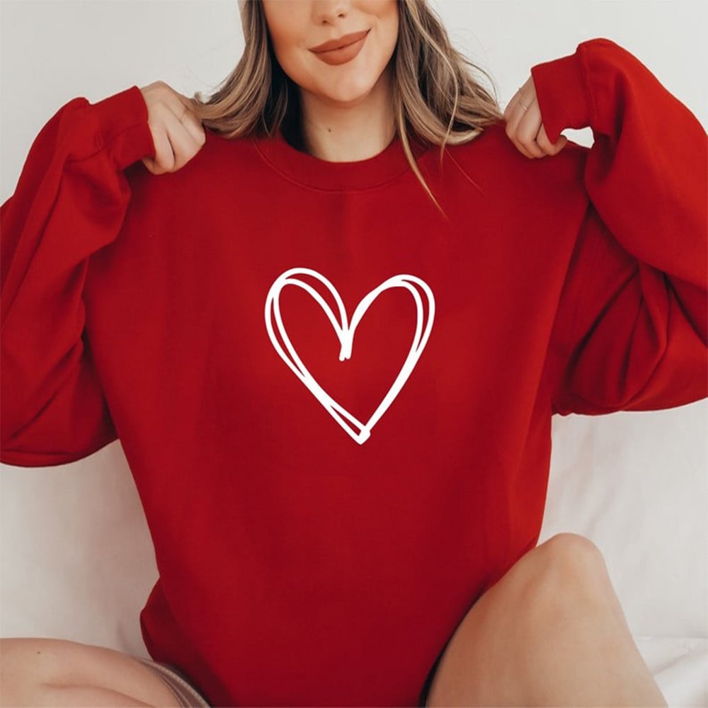 Heart Sweatshirt Happy Valentine's Day Merch Valentine Sweatshirt For Women
