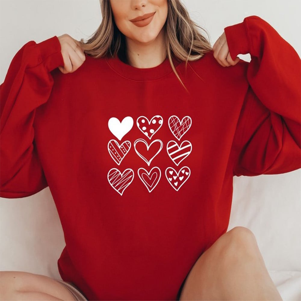 Valentines Hearts Sweatshirt Happy Holiday Cute Valentine Gift Idea