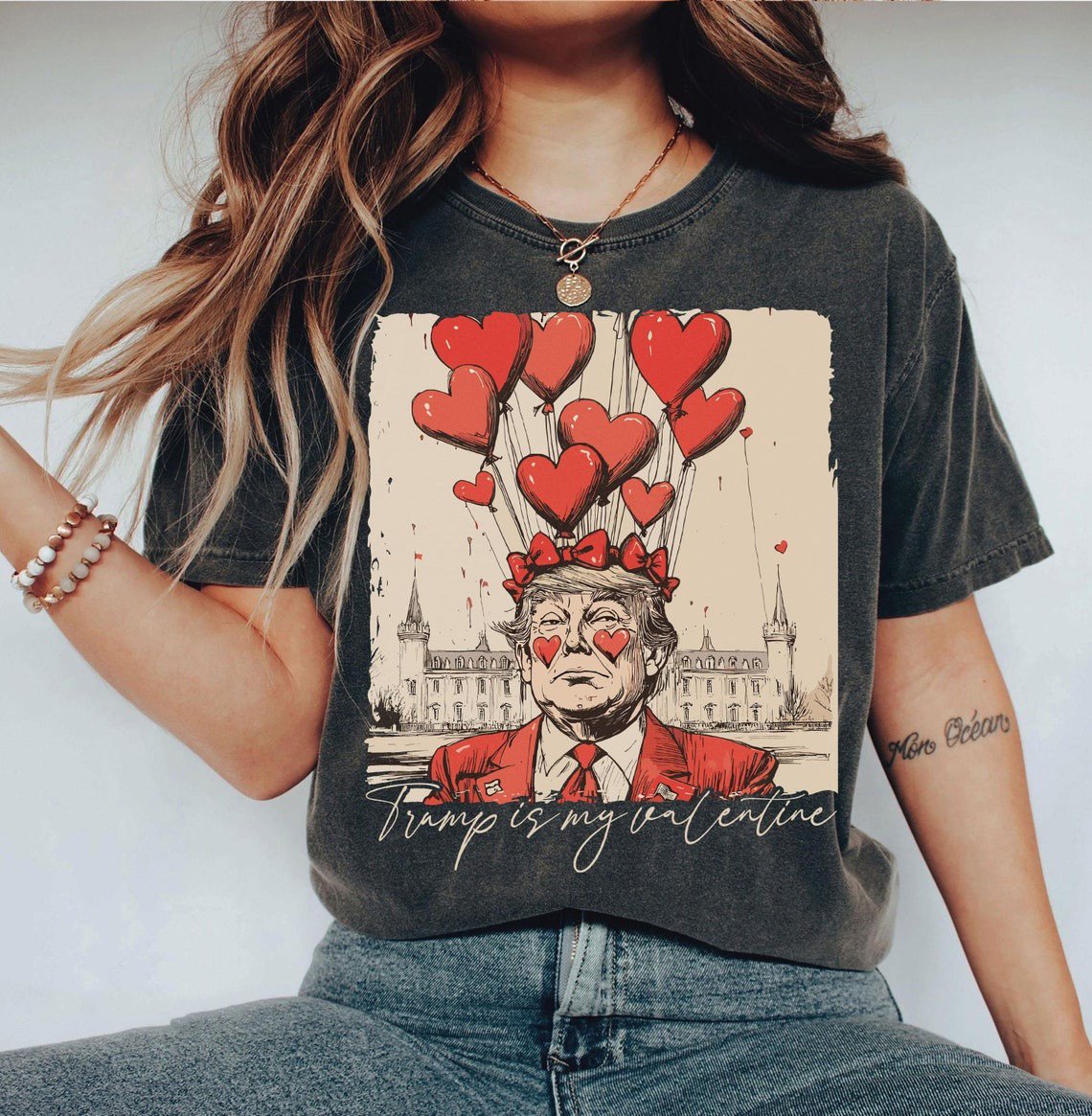 Trump Is My Valentine Balloon Heart Sweatshirt President Trump Won Merch Her Gifts