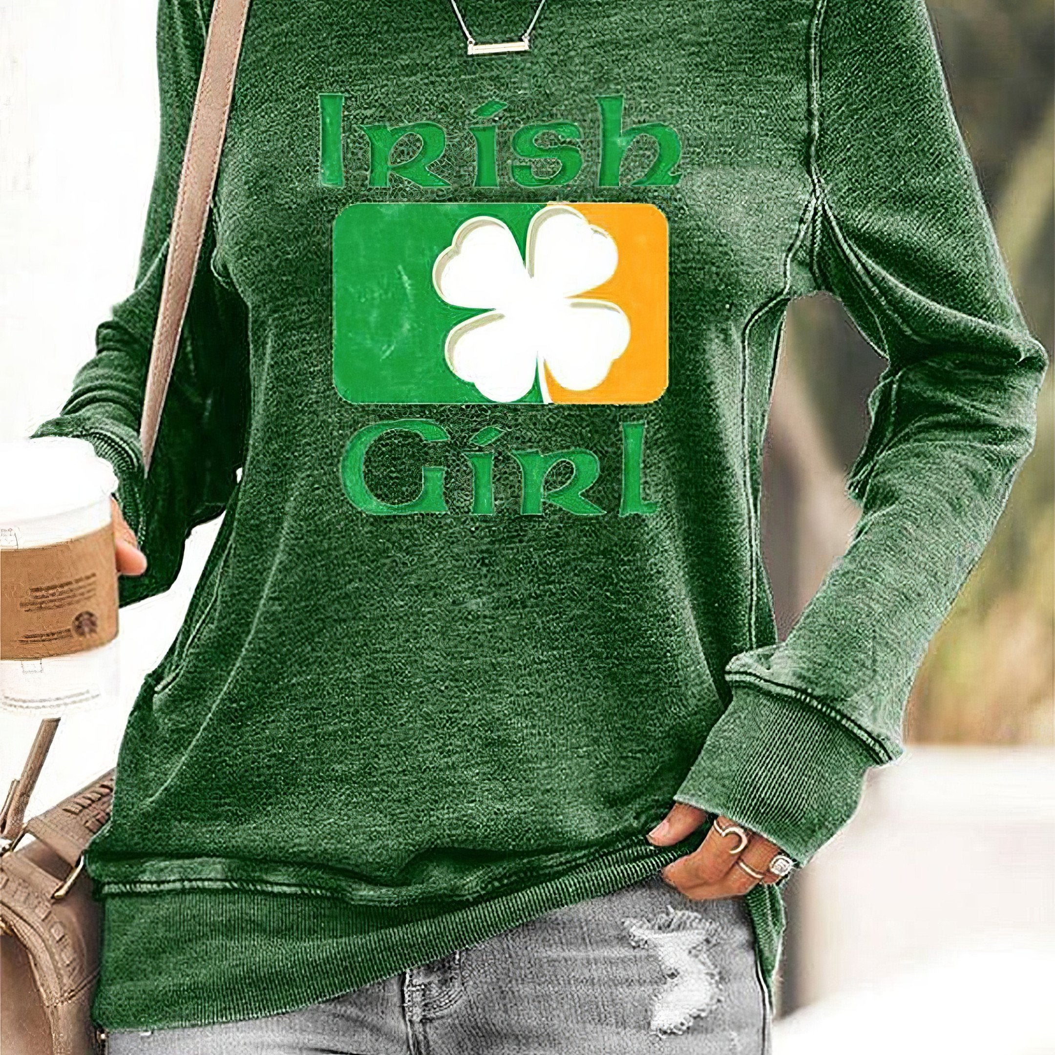 Irish Girl Shamrock Sweatshirt St.Patrick's Day Irish Clothing Gifts For Women