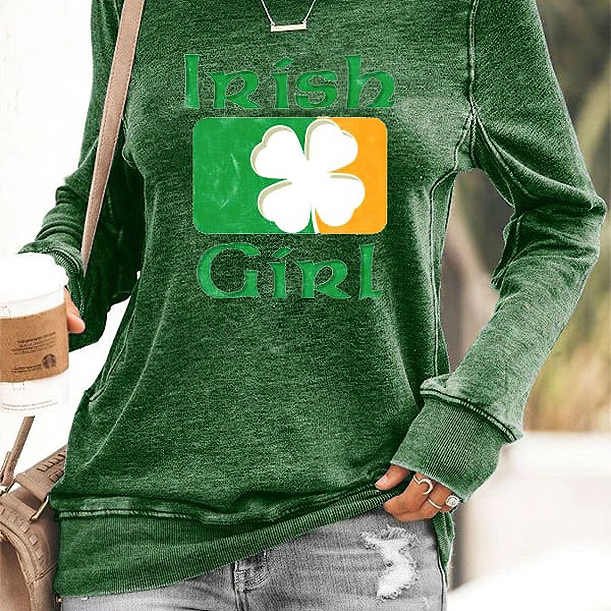 Irish Girl Shamrock Sweatshirt St.Patrick's Day Irish Clothing Gifts For Women