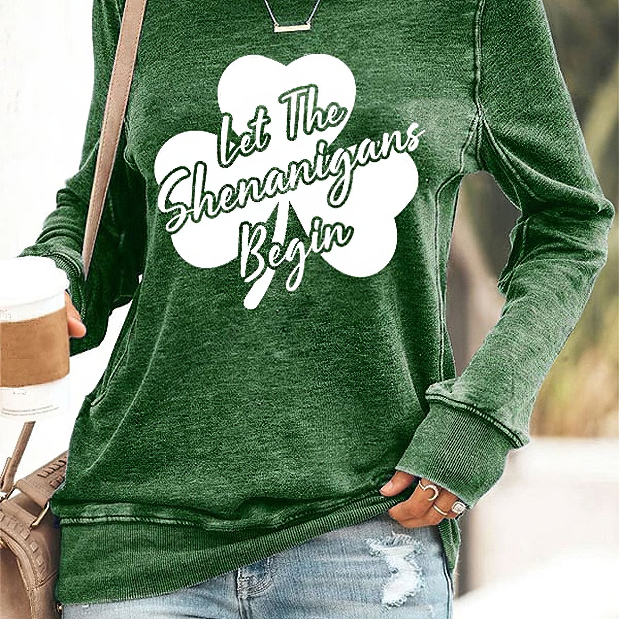 Let The Shenanigans Begin Shamrock Sweatshirt St.Patrick's Day Sweatshirt Irish Gifts