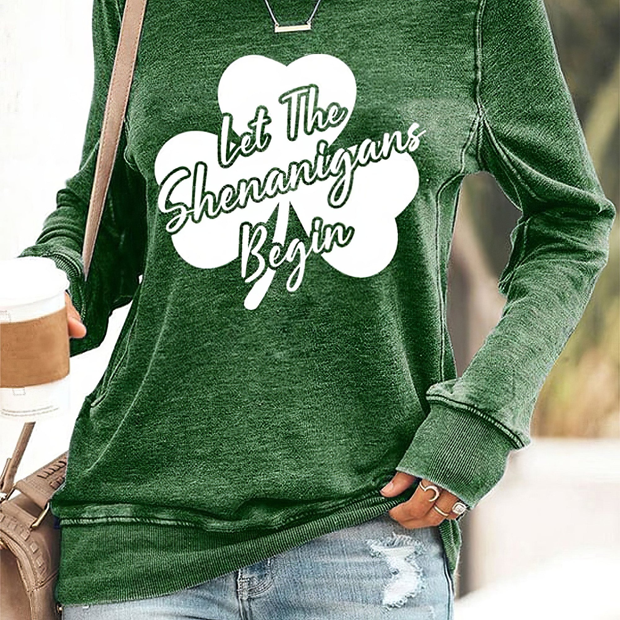 Let The Shenanigans Begin Shamrock Sweatshirt St.Patrick's Day Sweatshirt Irish Gifts