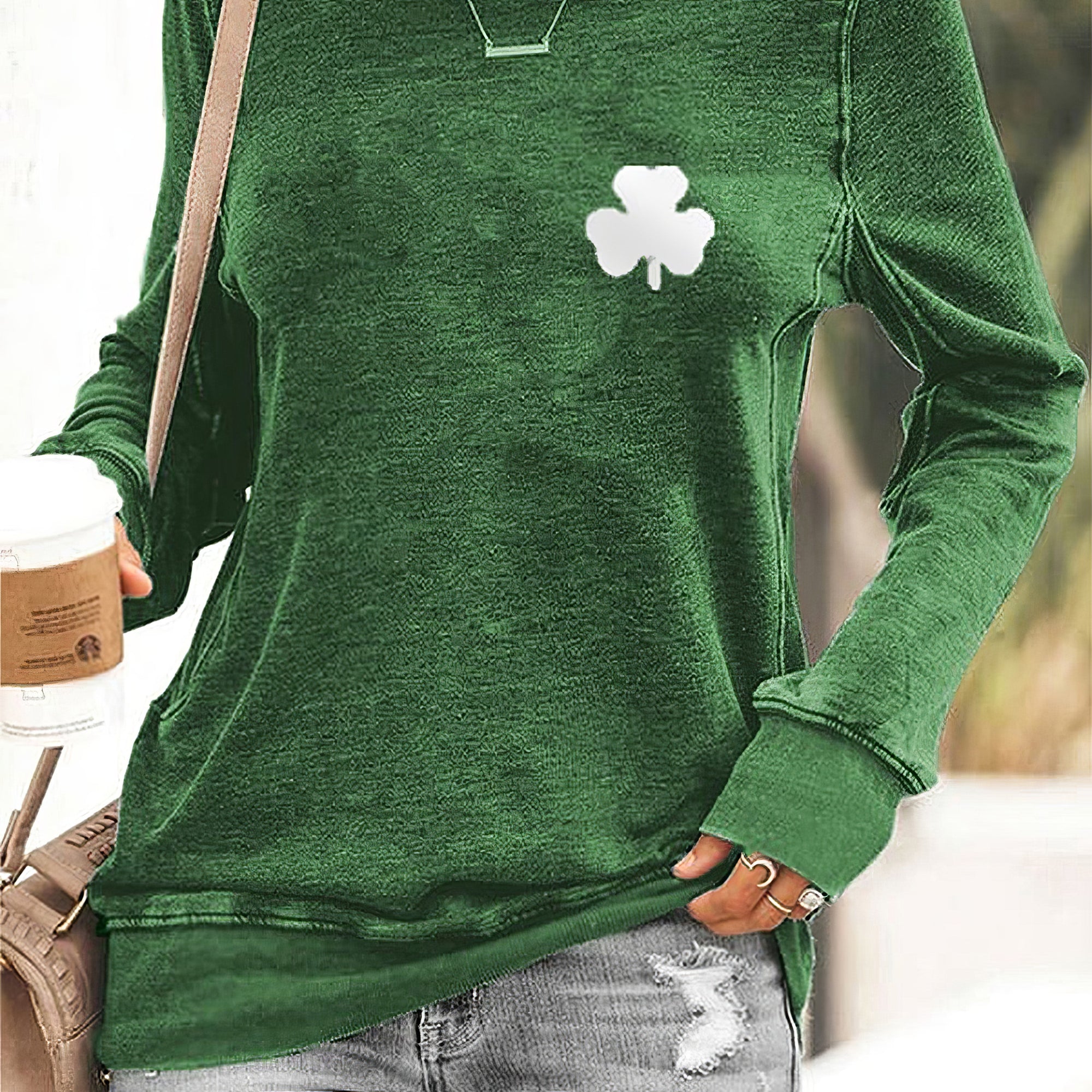 Shamrock American Flag Sweatshirt St.Patrick's Day Clothing Gifts For Her
