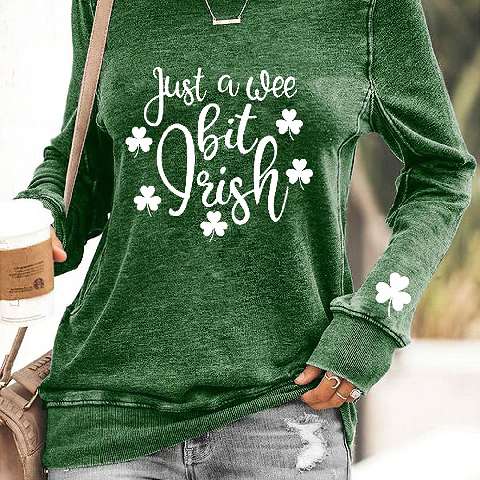 Just A Wee Bit Irish Sweatshirt Irish Sweatshirt St.Patrick's Day Irish Shamrock Sweatshirt