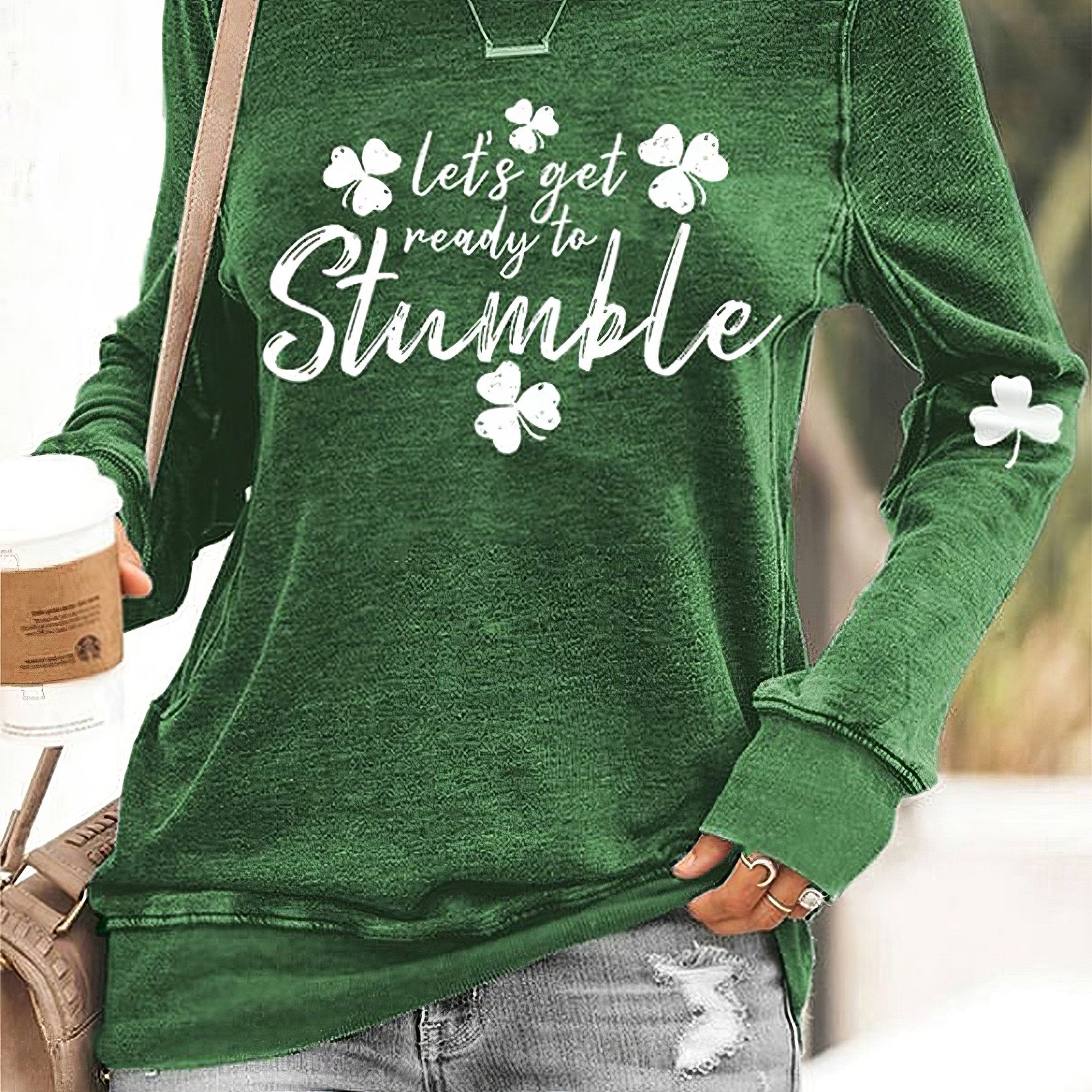 Let's Get Ready To Stumble Shamrock Sweatshirt Funny St. Patrick's Day Sweatshirt Women Gifts