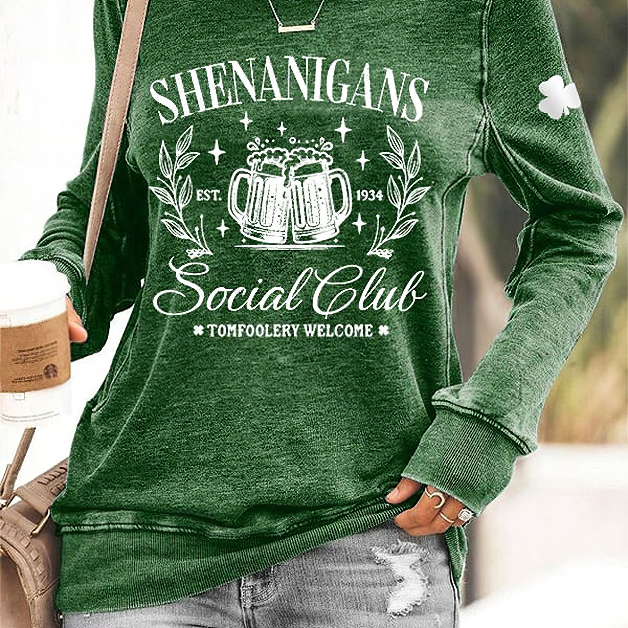 Shenanigans Social Club Sweatshirt Women St.Patrick's Day Clothing Gifts For Wife