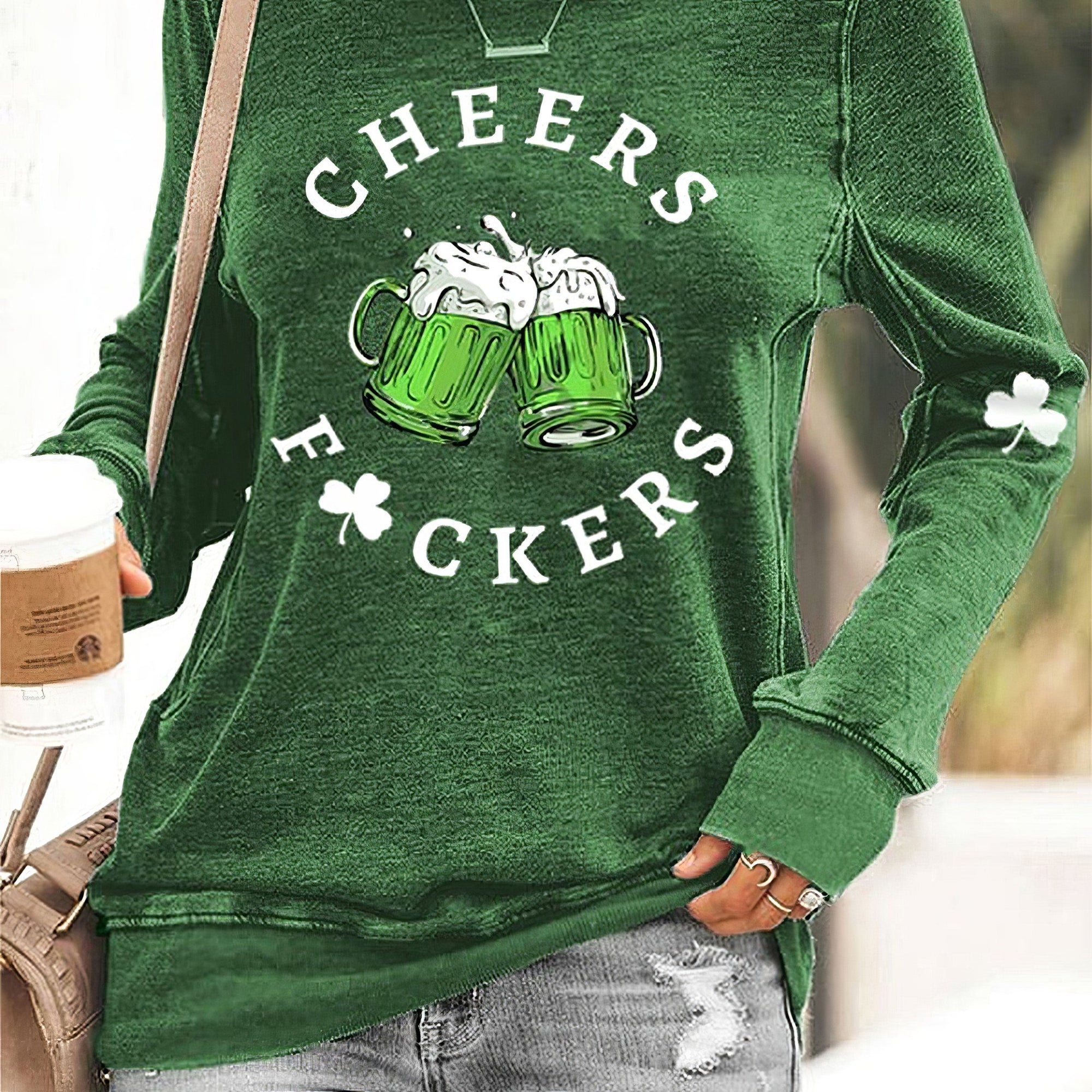 St. Patrick's Day Cheers Green Beer Shamrock Sweatshirt Gifts For Holiday