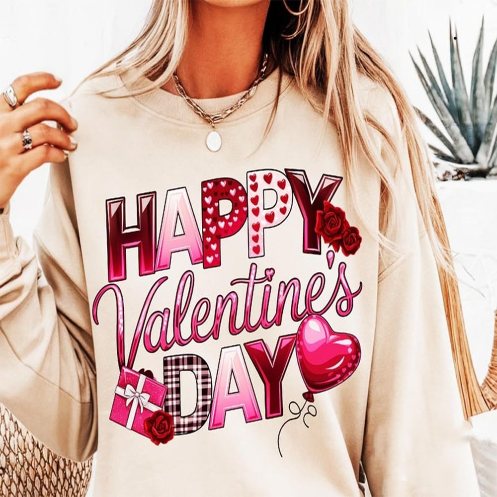 Happy Valentine's Day Sweatshirt February 14th Holiday Apparel Women's Gifts