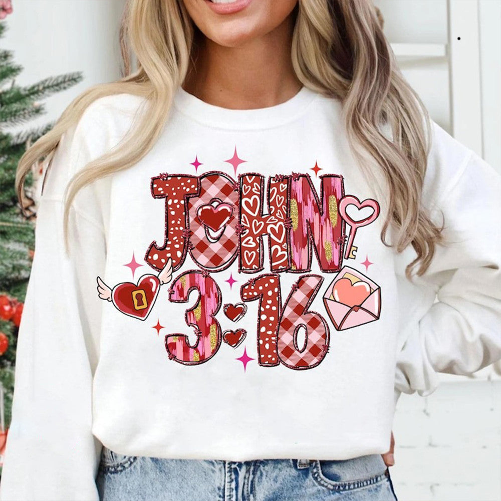 John 3:16 Sweatshirt Womens Valentines Day Apparel Gifts For Christian