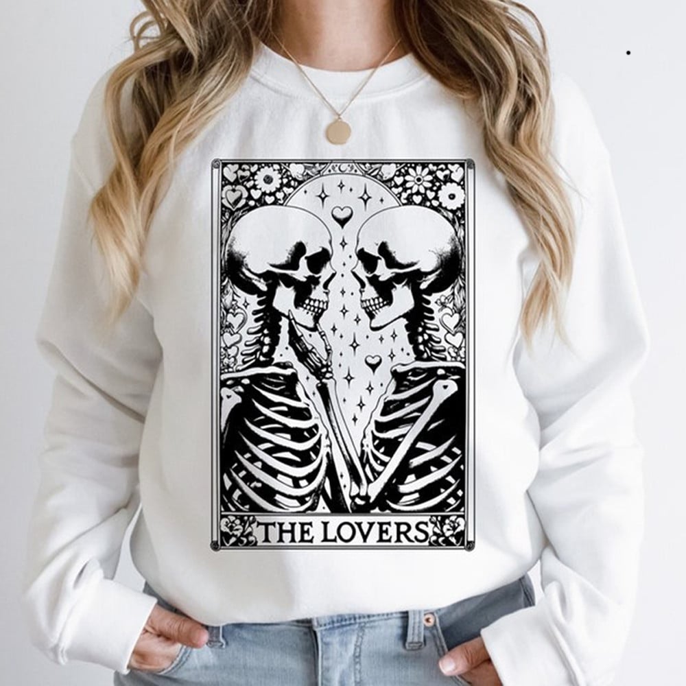 The Lovers Tarot Card Tarot Card Clipart Skull Couple Sweatshirt Valentine Gifts For Couple