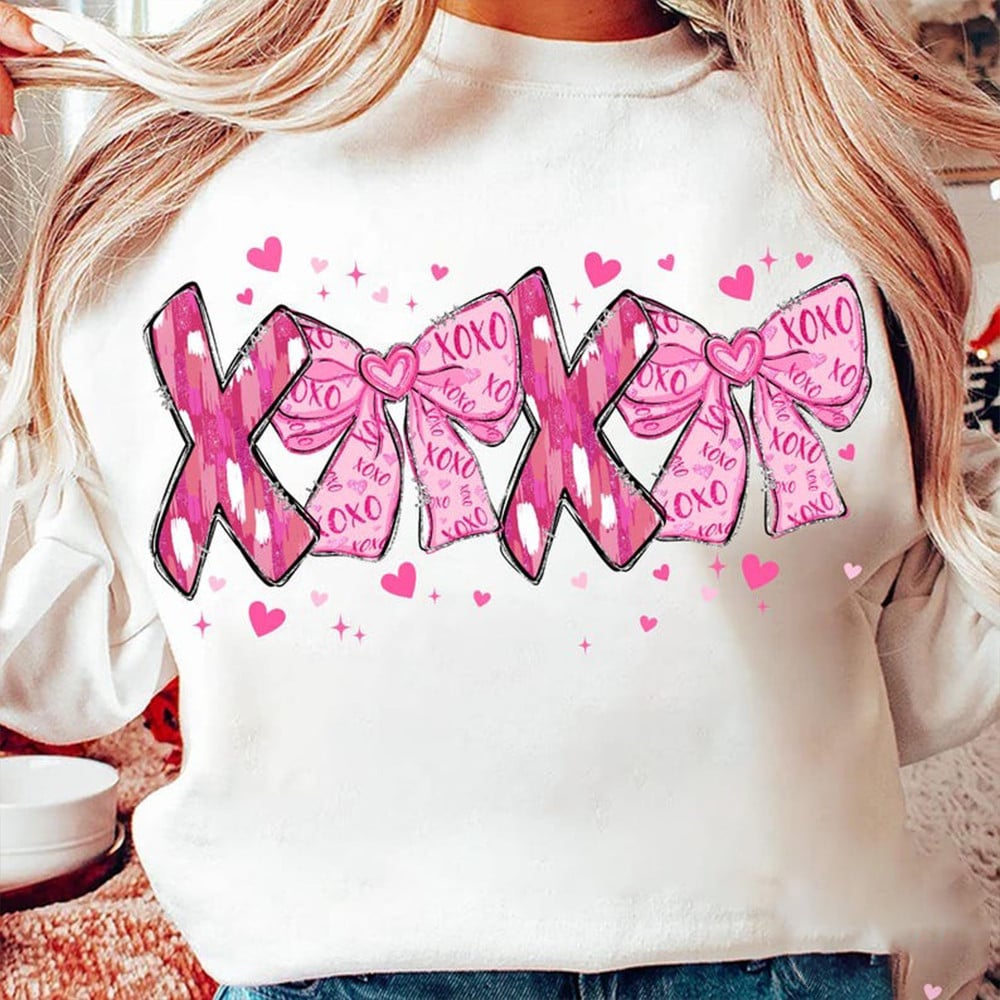 XOXO Pink Coquette Sweatshirt Valentine's Day Apparel Gifts For Sister