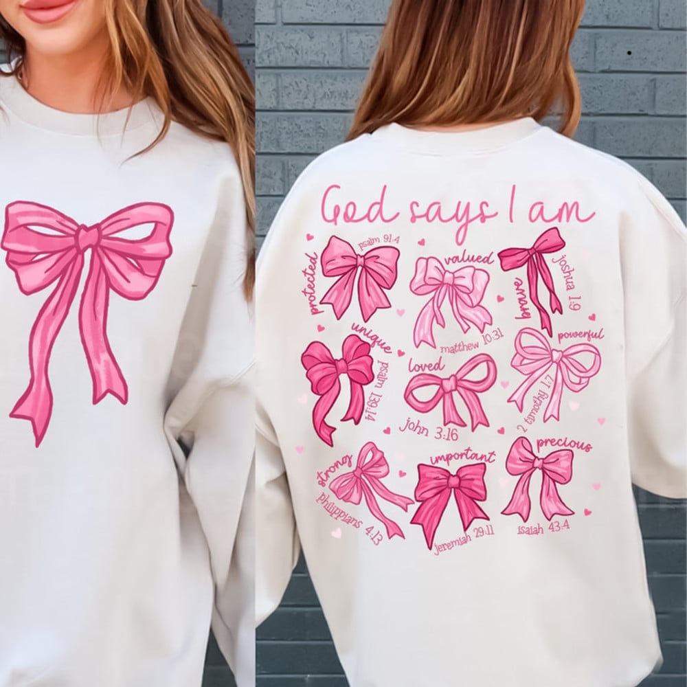 God Says I Am Unique Loved Strong Coquette Sweatshirt Christian Apparel Gifts For Her