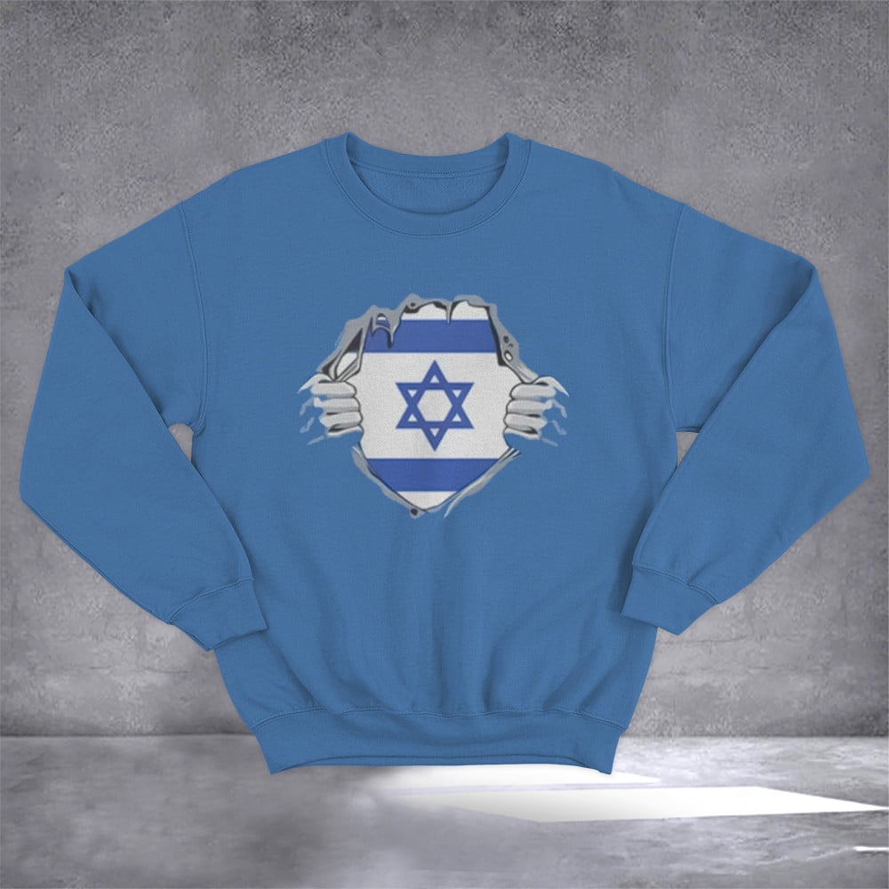 Israel Ripping Flag Sweatshirt I Stand With Israel Sweatshirt Gifts For Him