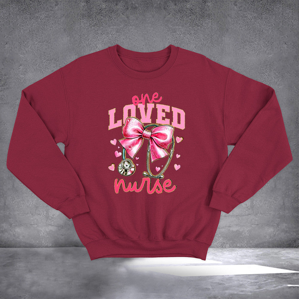 One Loved Nurse Coquette Bow Sweatshirt Valentines Day Sweatshirt Gifts For Nurse