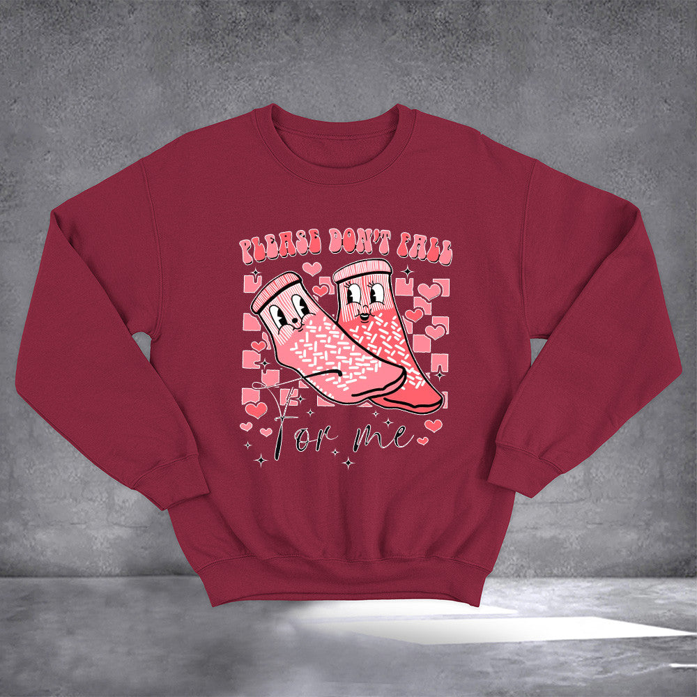 Stocking Couple Please Don't Fall For Me Sweatshirt Cute Valentine Sweatshirt Gifts For Wife