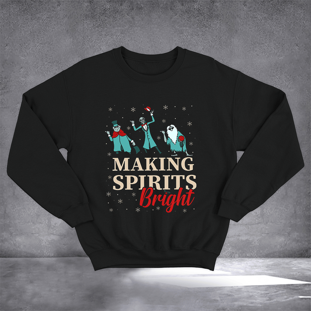 Making Spirits Bright Hitchhiking Ghosts Sweatshirt Christmas Sweatshirt Gifts For Fans