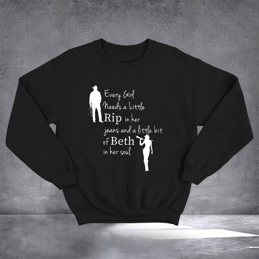 Every Girl Needs A Little Rip In Her Jeans Sweatshirt Women Sayings Apparel Gift For Girlfriend