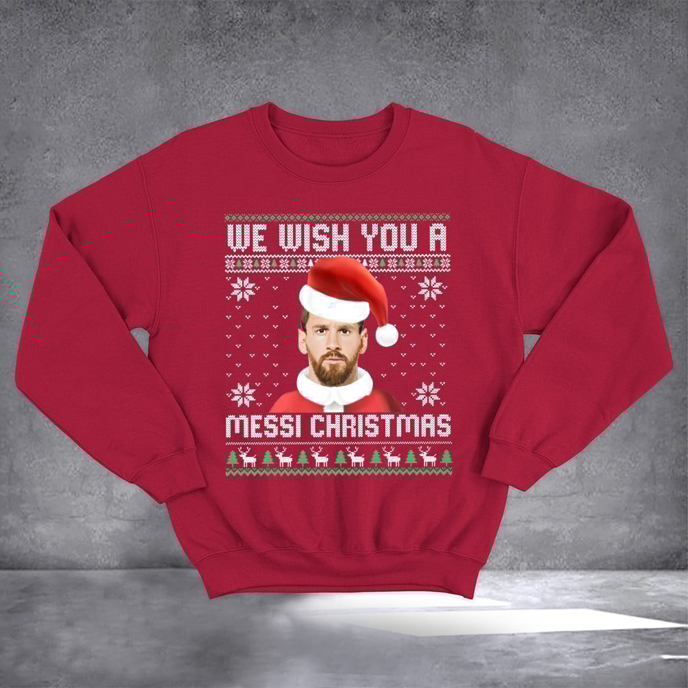 We Wish You A Messi Ugly Christmas Sweatshirt Gifts For Football Fan