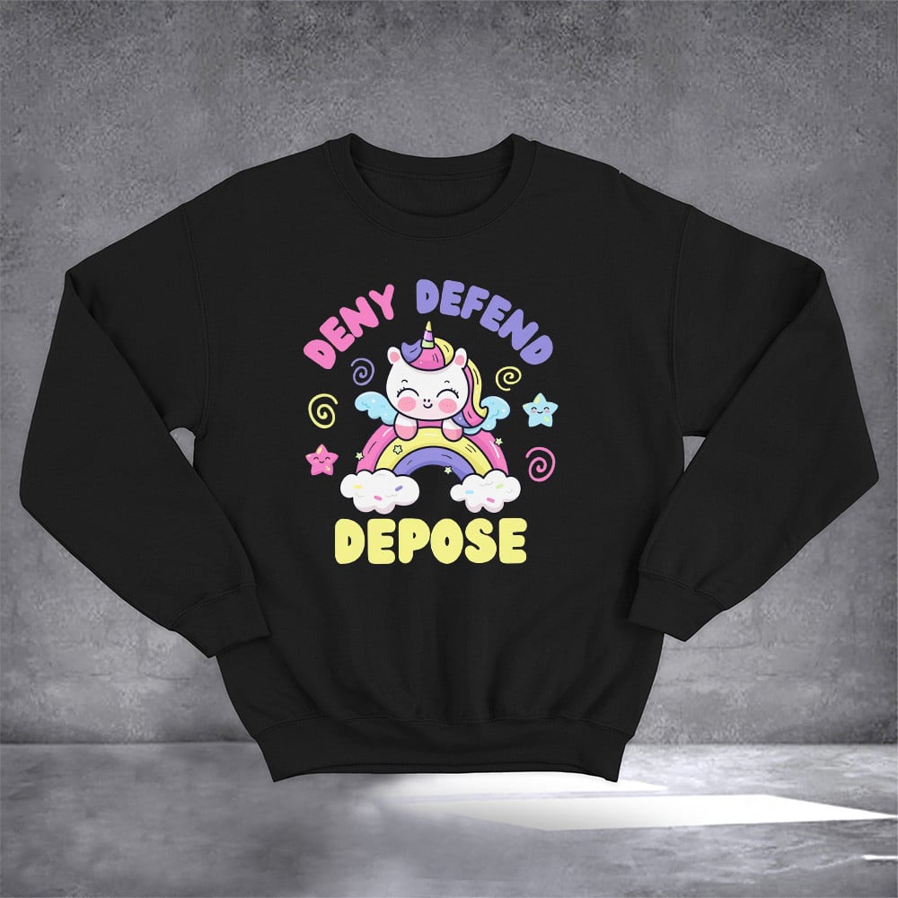 Unicorn Deny Defend Depose Sweatshirt Cute Graphic Sweatshirt Universal Healthcare Merch