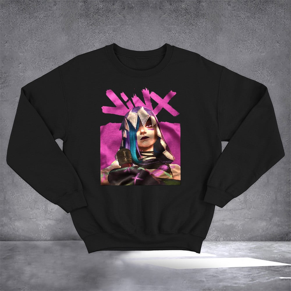 Arcane Jinx Sweatshirt League Of Legends Merch Graphic Sweatshirt Gamers Gifts