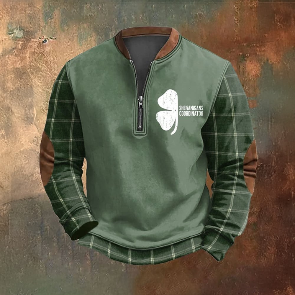 Shenanigans Coordinator Shamrock Zip Sweatshirt St Patrick's Day Apparel Gifts For Irish