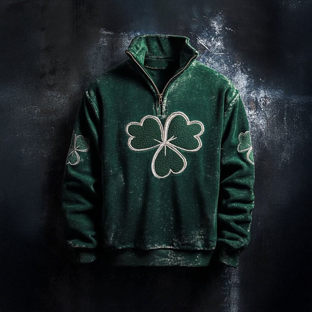 Irish Shamrock Half Zip Sweatshirt St Patrick's Day Clothing Gifts For Husband